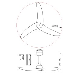 IPANEMA III Ventilador 3 palas Blanco / Madera