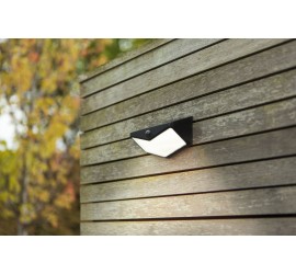 WINGS SOLAR LED PARED 1 LUZ PIR NEGRO