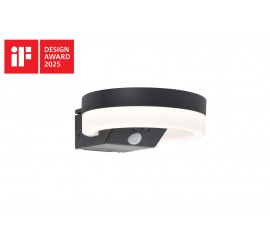 RUNDA SOLAR LED PARED 1 LUZ PIR GRIS OSCURO