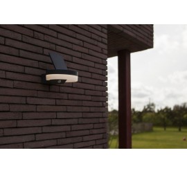 RUNDA SOLAR LED PARED 1 LUZ PIR GRIS OSCURO