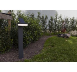 RUNDA SOLAR LED BALIZA 1 LUZ PIR GRIS OSCURO