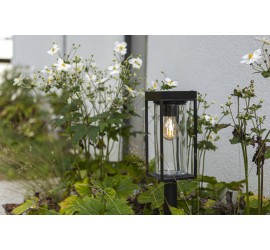 FLAIR SOLAR SOBREMURO 1 LUZ E27 CON BOMBILLA BLACK(CON PICO)