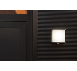 DOBLO SOLAR LED PARED 1 LUZ MEDIA PIR GRIS OSCURO