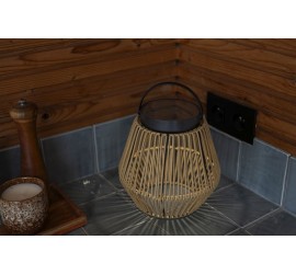 COPPA SOLAR LED PORTÁTIL 1 LUZ NEGRO RATAN TEJIDO