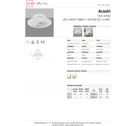 Ventilador Arashi blanco con luz led