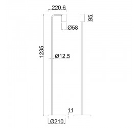 Pie De Salón 1 Luz SAL NEGRO