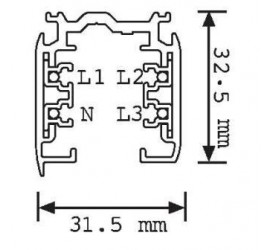 Carril Trifásico Superficie 2M Negro
